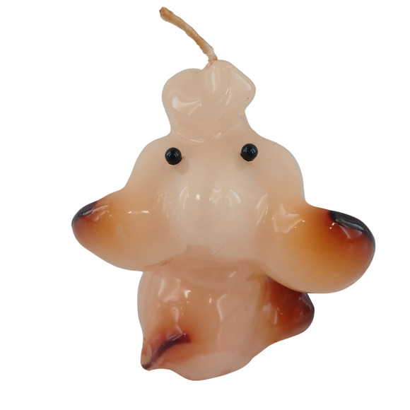 Small Wax Elephant Candle Decorative Kitsch Animal – Orange & Brown Collectible - Picture 3 of 10
